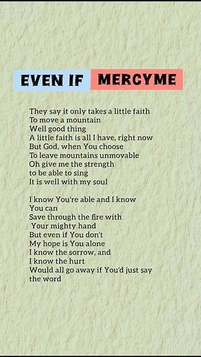 Even If by MercyMe lyrics #worshipmusic #gospelmusic #christiansongs
