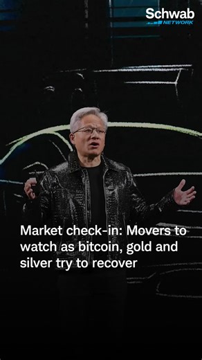 Schwab Network on Instagram: "All three major indexes are higher to start the month. Gold, silver and bitcoin are trying to recover from earlier lows. When it comes to the AI trade, Nvidia (NVDA), Oracle (ORCL) and memory names are in focus. @sam_vadas shares the top movers and next catalysts to watch in today’s market check-in. For more, check out the link in bio."