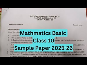 Class 10 Maths Basic Sample Paper 2025–26 | CBSE Board Exam Preparation/ check board playlist