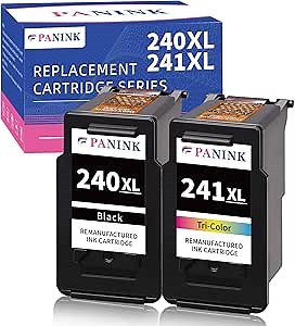 PG-240 XL/CL-241 XL Ink Cartridges Replacement for Canon 240XL 241XL Combo Pack 240 241 for Canon PIXMA MG3620 TS5120 MG3520 MG3600 MG3220 MX472 Printer (1 Black, 1 Tri-Color, 2 Pack)