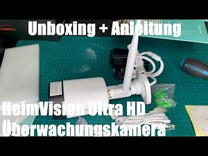 HeimVision Ultra HD 3MP WLAN IP Kamera Überwachungskamera für aussen u. innen unboxing und Anleitung