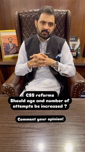 Syed Taimoor Bukhari on Instagram: "Should CSS Age Limit Be 35 Years with 5 Attempts? Thousands of brilliant minds miss the chance to serve just because they cross the age of 30 or run out of attempts. Isn’t it time to reform the CSS rules for a more inclusive, competitive, and fair system? 🇵🇰 🗣 Share your thoughts — should the age limit be increased to 35 and attempts to 5? 👇 Comment below & tag someone who deserves another chance! #CSSReform #CSS2025 #civilservi