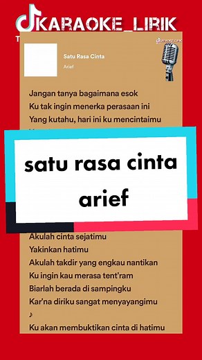 Karaoke: Satu Rasa Cinta - Arief (Duet with Backing Vocals)