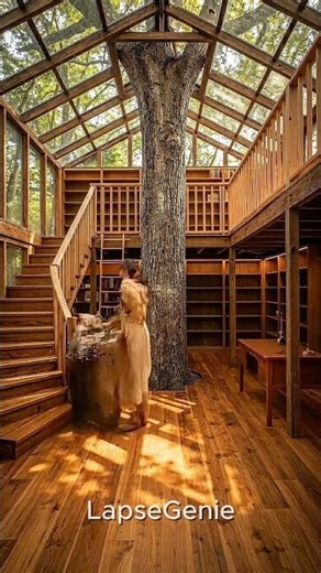 📚✨From Bare Wood to a Cozy Tree Library🌳🏡🛠️🔔