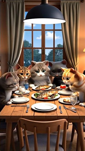 Cute Cat Goes Fishing 🐱🎣 | Grilling fish Relaxing 3D Nature Short #aishorts #aivideo