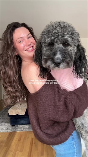 they said to be creative and not make a generic modeling video so obviously i had to introduce them to bear #modeling #selftape #dogmom #nycmodel #fyp