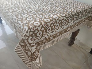 Brown Table Cloth, Ikat Block Print Table Cover, Indian Table Linen, Dining Tablecloth, French Table Cloth, Elegant Table Cloth for Gift - Etsy