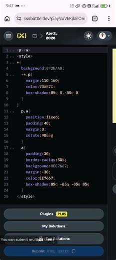 CSS Battles Daily Target 2nd April 2026 Solution | 245 chars | CSS Challenges #cssbattles #css
