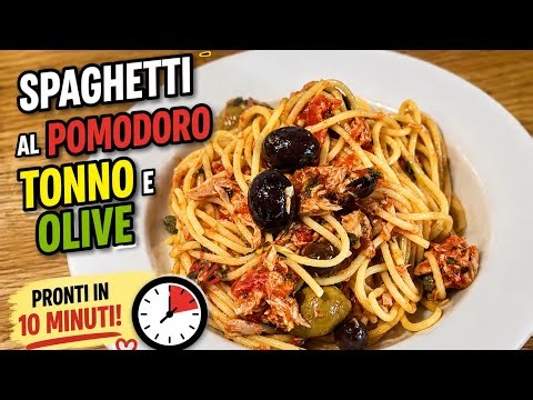 Spaghetti al Pomodoro Tonno e Olive 🍝 Pronti in 10 Minuti #spaghetti #tonno #live