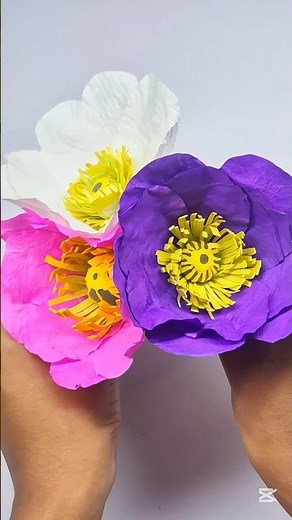 DIY Poppy Flower from Tissue Paper | Poppy Flower | flower making with napkin | #craft #shorts #diy
