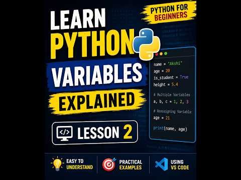 Learn Python Variables | Lesson 2 | Python for Beginners (2026)