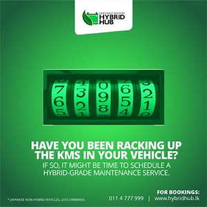 Been racking up the KMs on your hybrid vehicle? Might be time to bring it in for a Hybrid-Grade Maintenance Service. At Edirisinghe Brothers' Hybrid Hub we combine the use proprietary technology with trained Hybrid Technicians to ensure your hybrid is looked after the RIGHT way! Our service is inclusive of genuine oil and oil filter, 30-Point Health Check, free scanning and 12V AUX battery health check, tyre rotation, body wash, vacuum and unique air freshener. Make a booking today. Call 011 4 7
