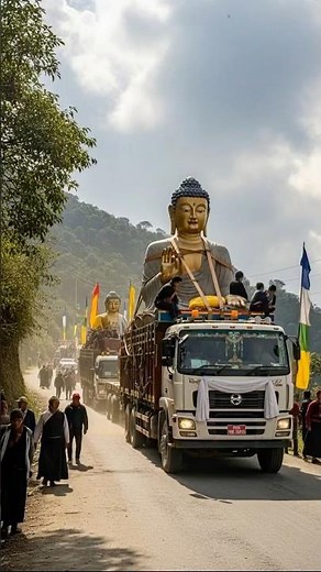 Miracle of a Buddha statue falling from a car | Purifying the mind #peace #channel #shorts #buddha