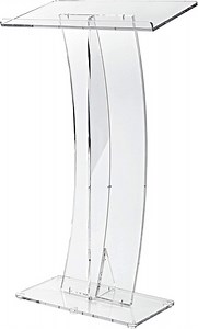 [Hot Item] Clear Podium Stand Portable Presentation Curved Lectern with Wide Reading Surface Acrylic Pulpits for Churches Restaurants