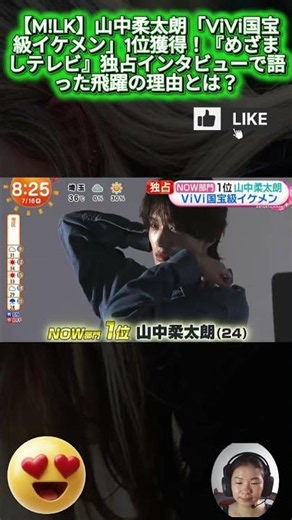 【M!LK】山中柔太朗「ViVi国宝級イケメン」1位獲得！『めざましテレビ』独占インタビューで語った飛躍の理由とは？