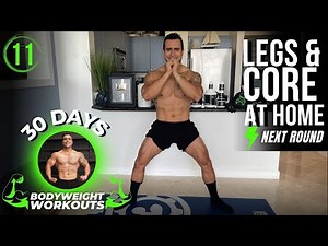 Home Leg and Core Workout | 30 Days of Bodyweight Workouts to Gain Muscle and Burn Fat - Day 11