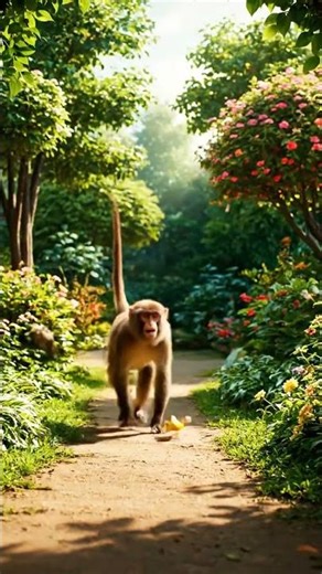 Woman eating banana | Monkey snatches and runs | Google VEO 3 fast -Mountain village usa uk trending