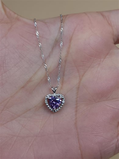 14kt Gold Amethyst Necklace, Amethyst Diamond Necklace, Amethyst Heart Pendant, February Birthstone Necklace - Etsy