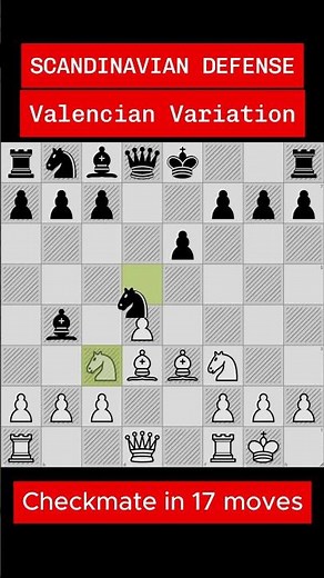 SCANDINAVIAN DEFENSE, Checkmate in 17 Moves #chess