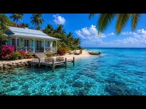 Tropical Island Cottage Ambience 🌊 Relaxing Ocean Waves (6 Hours) • No Music