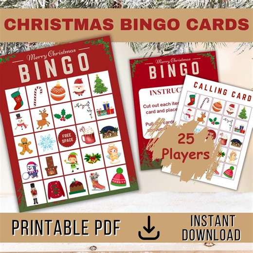 Printable Christmas Bingo Cards Family Game Night Holiday Party Activity Winter Celebration Xmas Entertainment - Etsy