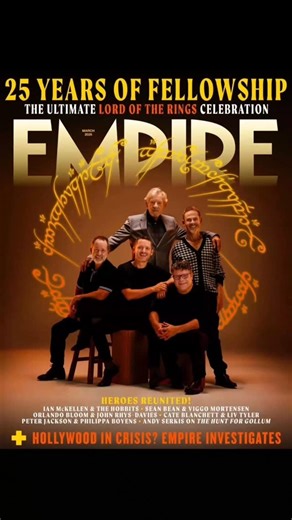 Tolkien edits on Instagram: "One reunion to rule them all! 🔥 The Lord of the Rings Fellowship celebrates 25 years of cinema's greatest fantasy saga in Empire's world-exclusive reunion issue - featuring brand - new interviews, cast photos and more. On sale Thursday 15 January. @empiremagazine Fantastic illustration by @chris_christodoulou_art #lordoftherings #lotr #reunion #ianmckellen #dominicmonaghan #elijahwood #seanastin #billyboyd"