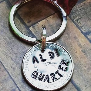 Aldi Quarter Keychain: Hand Stamped Cart Keeper, Personalized Coin Keyring - Etsy