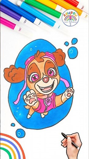 Draw Skye Tutorial | Draw Skye PAW Patrol the Movie Tutorial 🌈🐶 #pawpatrol #forkids #puppy #short