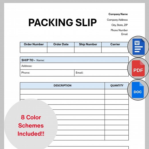 Editable Packing Slip Template, Printable Customer Purchase Packing Slip, Printable Delivery Receipt Note, Order Delivery Shipping Form PDF - Etsy