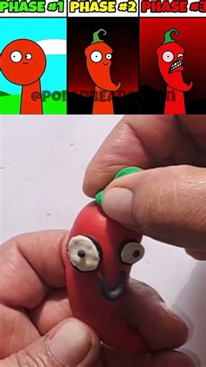 I made Sprunki OC Emoji 133(Jalapeno from Plants vs. Zombies)phase 2out of Clay #sprunkioc#diyclay