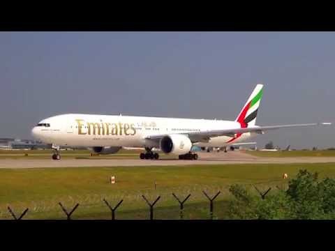 Emirates Boeing 777-300ER - Manchester Airport Loud GE90 Throttle up!