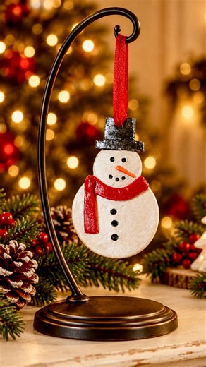 DIY AIR DRY CLAY SNOWMAN ORNAMENTS #diy #cristmasdecor