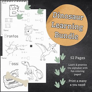 Dinosaur Learning Bundle: 62 Printable Activity Worksheets (PDF Download) - Etsy