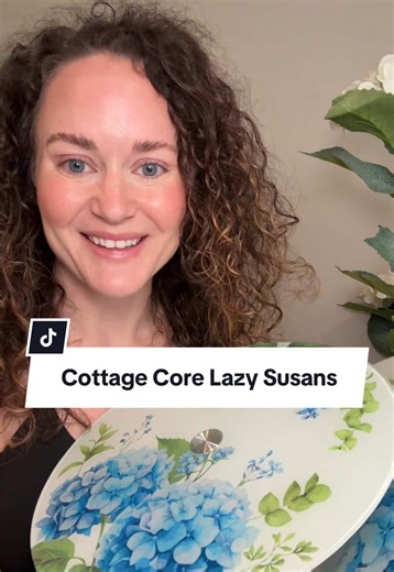 This is one of those things you don’t realize you need until you see it in action. It’s a set of two glass lazy Susans in different sizes, so you can use one on a table or counter and the other somewhere like a coffee bar, bathroom, or even under a cabinet. And the fact that they’re actually pretty with this hydrangea print makes them feel more like decor than just another organizer. They spin smoothly, have that solid glass feel, and the little feet on the bottom help keep everything in place. 