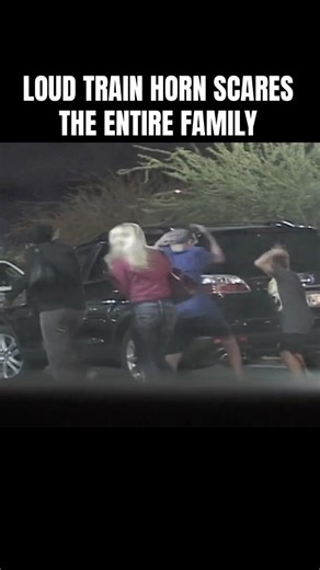 Loud train horn scares the entire family #prank #trainhorn #viral #shorts #trending #lol