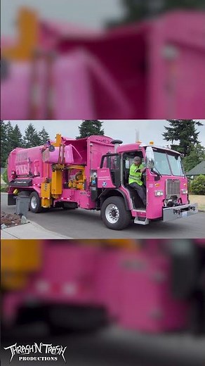 🚛 Pink Recycling Truck Empties a Pink Recycle Bin! 🚛 #garbagetruck #recycling #trucks #pink