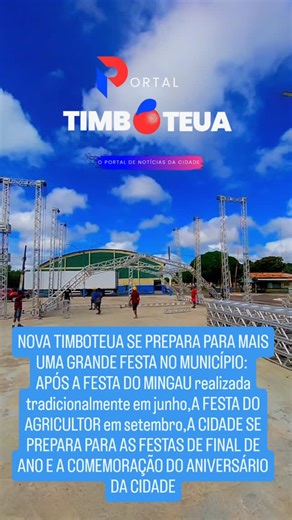 PORTAL TIMBOTEUA on Instagram: "NOVA TIMBOTEUA SE PREPARA PARA MAIS UMA GRANDE FESTA NO MUNICÍPIO: APÓS A FESTA DO MINGAU realizada tradicionalmente em junho,A FESTA DO AGRICULTOR em setembro,A CIDADE SE PREPARA PARA AS FESTAS DE FINAL DE ANO E A COMEMORAÇÃO DO ANIVERSÁRIO DA CIDADE"