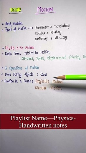 Index || Physics || Unit-2 || Motion || General Science || Handwritten notes || An Aspirant !