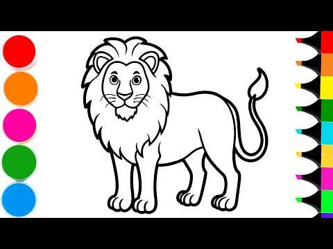 How To Draw Cartoon Lion Step by Step | Drawing and Coloring a Cute Lion | Lion Drawing