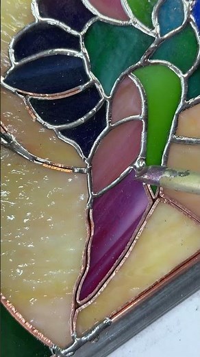 Hummingbird Stained Glass Lamp Making #stainedglass #stainedglasslamp