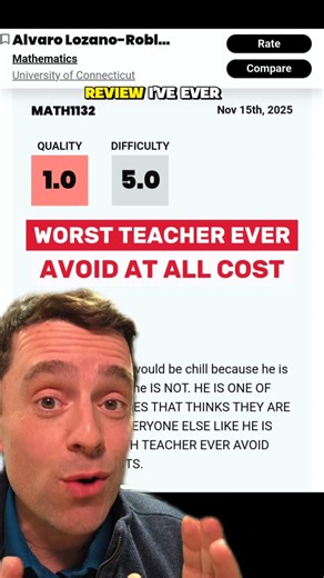 Álvaro Lozano-Robledo | "WORST MATH TEACHER EVER AVOID HIM AT ALL COSTS" -- best review ever 😂 #math #professor #reviews #ratemyprofessor | Instagram