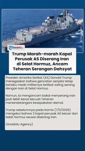 Tak Terima Kapal Perusak AS Diserang, Trump Ancam Iran dengan Serangan yang Jauh Lebih Keras Lagi