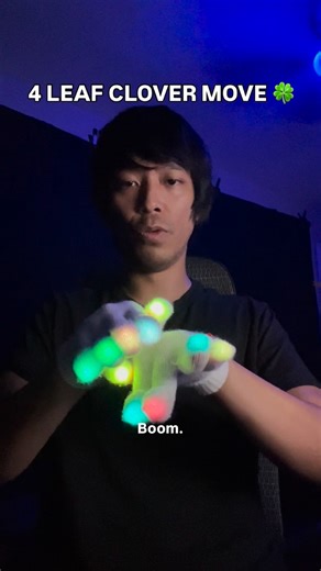 GLOVING ACADEMY | Kevin Cablay “Puppet” on Instagram: "4 leaf clover. Do it for good luck! ☀️Buy the Helios microlight and use code “ALOHANATION” for 10% off at @glow_leds 📚DM for gloving classes! All skills welcomed! 🦾Also check out my Patreon, for deeper educational content!"