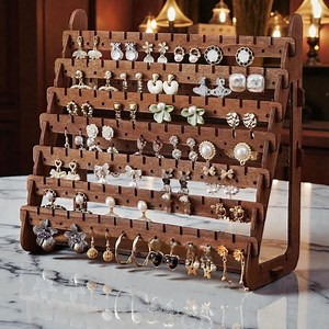 Wooden Earring Holder Stand | Multi-tier Jewelry Organizer | Hanging & Stud Earring Display Rack - Etsy