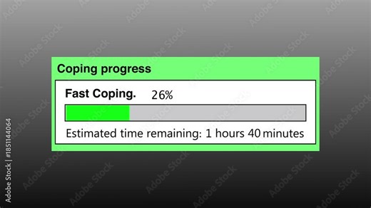 Copying file transfer with loading animation Isolated. Animated file transfer process with progress bar. Suitable for business, data management, transfer concept