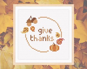 Thanksgiving Day Cross Stitch Pattern, Autumn Cross Stitch, Fall Cross Stitch, Diy Ornament, Diy Gift, Simple Cross Stitch Pattern Pdf - Etsy