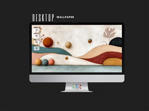 Abstract Landscape Desktop Wallpaper, Textured Boho Hills Art (digital Download) - Etsy