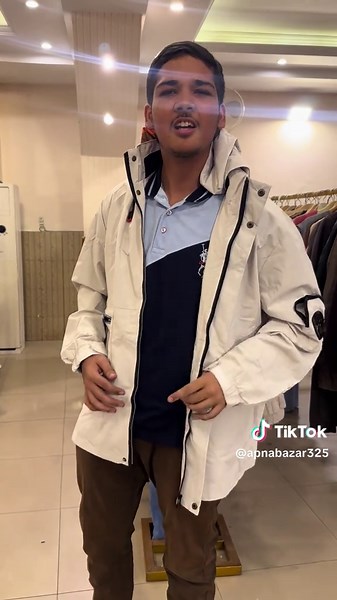 Modern Hooded Utility Anorak Jacket in Cream