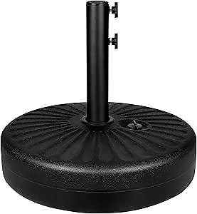 20" Heavy Duty Fillable Patio Umbrella Base-Sand/Water Weighted Market Umbrella Stand for Deck,Lawn,Yard,Poolside,Market,Beach | 50lbs Capacity, Universal Fit & Anti-Tip Design