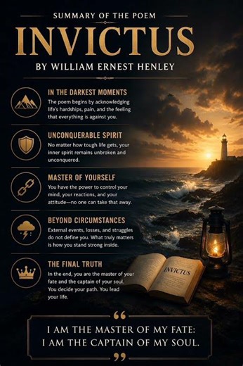 Invictus by William Ernest Henley - Summary #invictussummary #invictusexplained #poetry #motivation